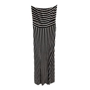 west kei strapless maxi dress Knit Strapeless Stripe Tube Maxi Dress Ht Charcoal Stripe / L